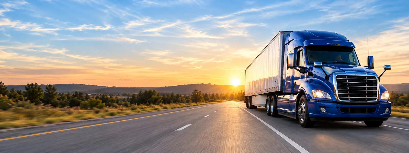 TruckTuck roadside assistance truck on the highway at sunset